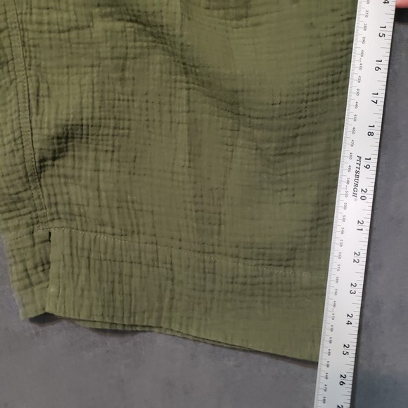 Cold Water Creek Pants Womens Size 2X Pull On Gauze Crinkle Green 100% Cotton - Picture 4 of 11